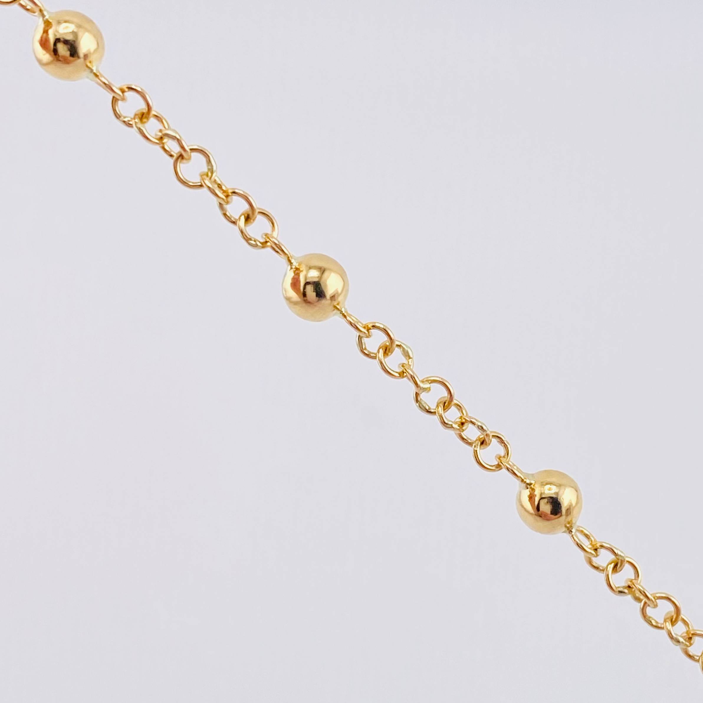 Tobillera Denario Virgen Milagrosa Cruz Cristo 4.15gr / 10 in / 4mm - 5mm Oro Amarillo 18K ©