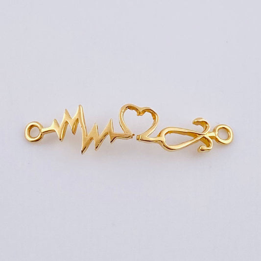 Electrocardiogram Heart Charm 0.8gr / 1 1/4 in / 18K Yellow Gold
