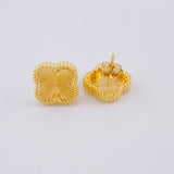 Golden Clover Stud Earrings 3.2gr / 1/2 in / 18K Spanish National Yellow Gold ©