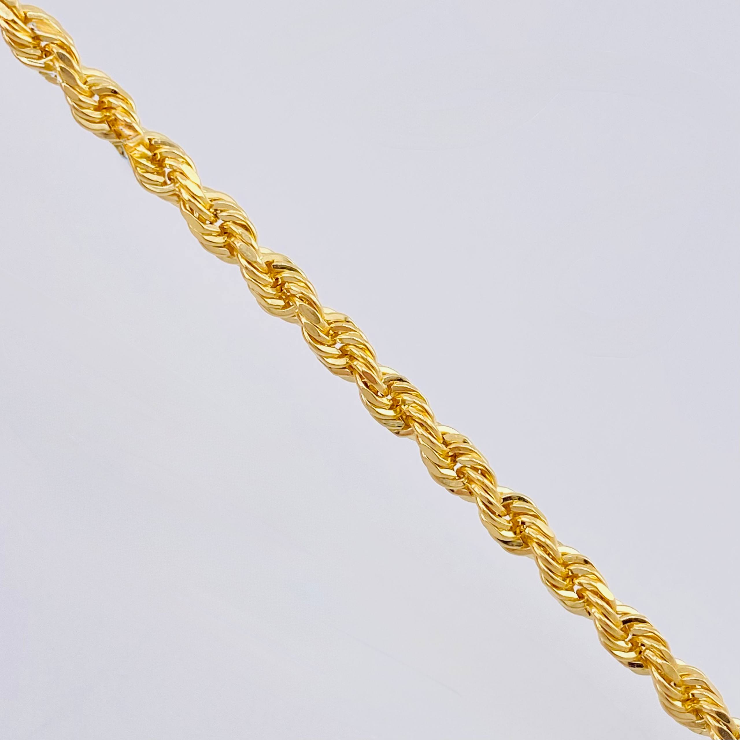 Rope Bracelet 3.25gr / 7 1/2 in / 3.3mm Yellow Gold +3 18K