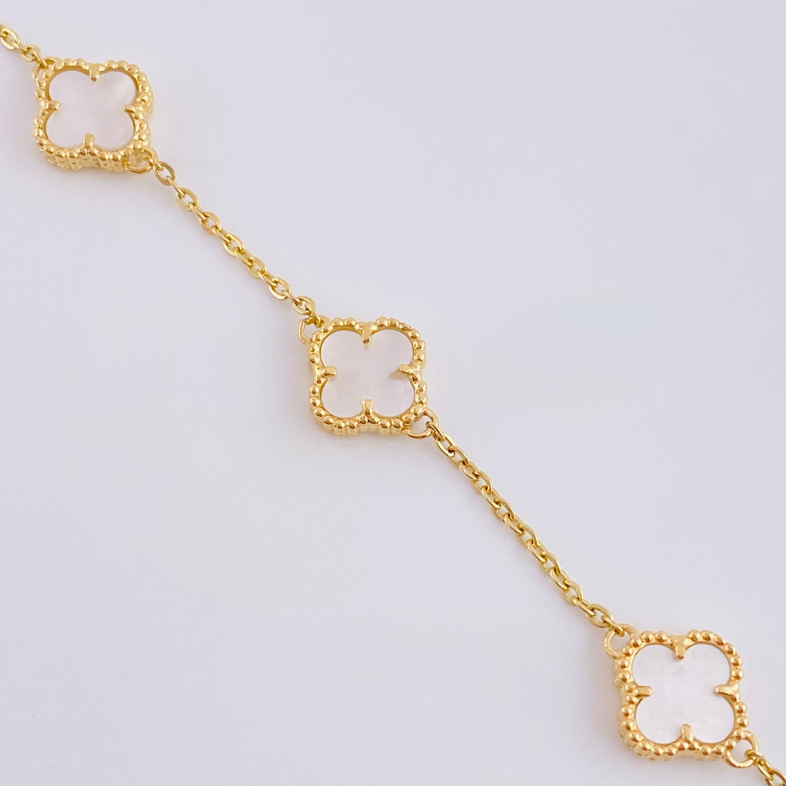 Pulso Trebol Blanco 4.15gr / 7 in / 1.5mm Oro Amarillo Nac.Esp. 18K