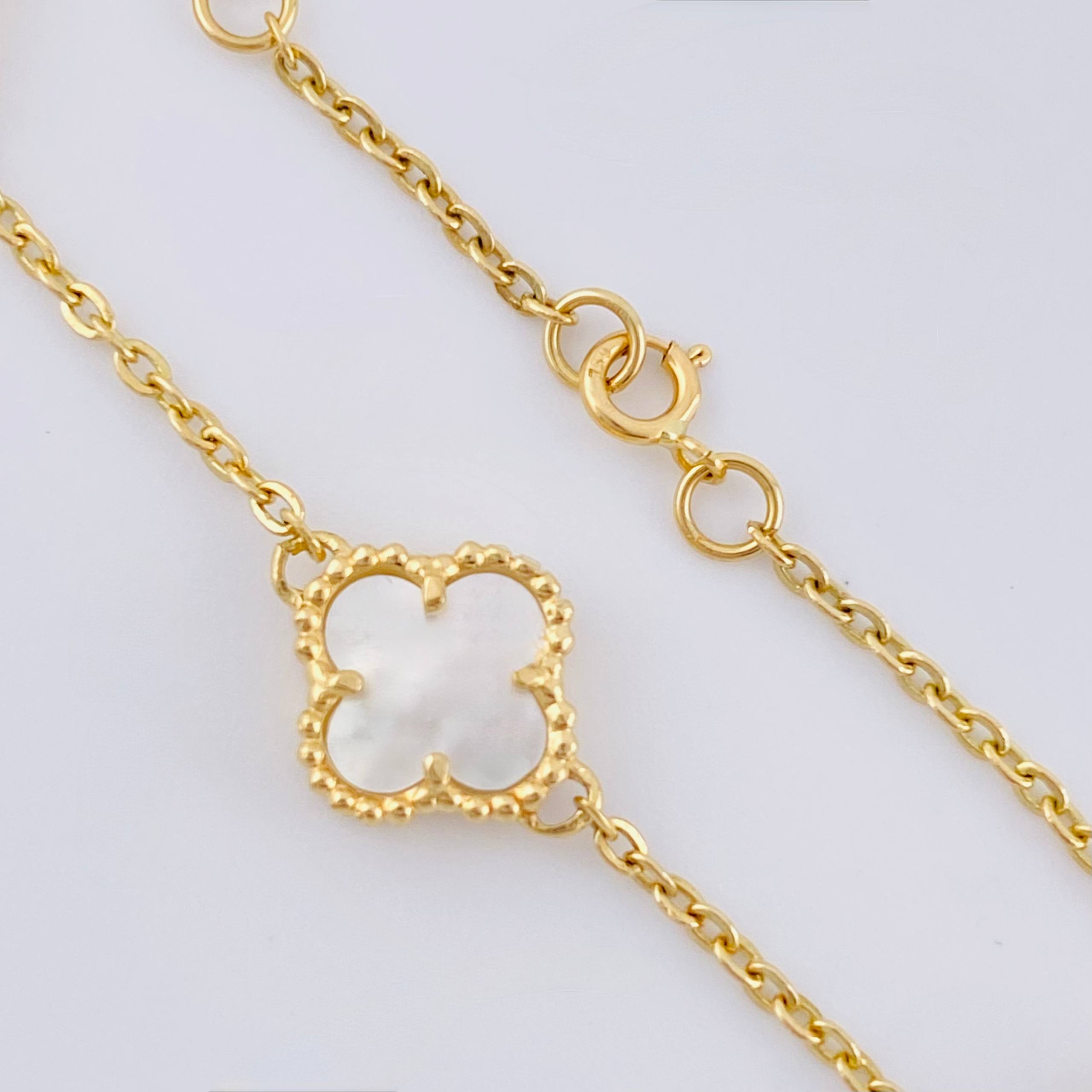 Pulso Trebol Blanco 4.25gr / 7 in / 1.5mm Oro Amarillo Nac.Esp. 18K *