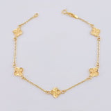 Pulso Trebol Diamantado 2.4gr / 7 3/4 in / 1.4mm Oro Amarillo 18K