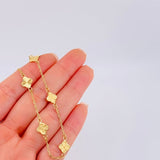 Pulso Trebol Diamantado 2.4gr / 7 3/4 in / 1.4mm Oro Amarillo 18K
