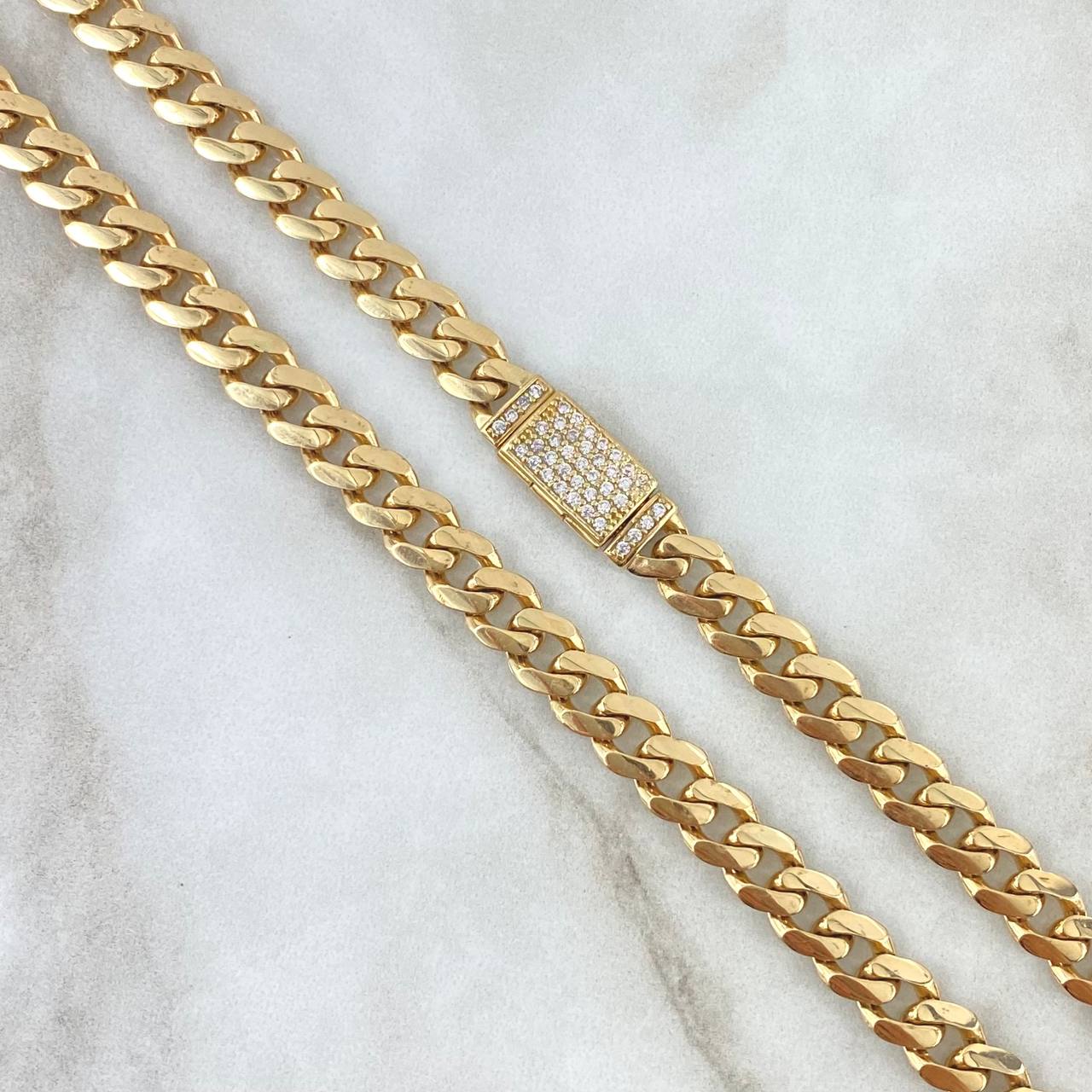 Cuban Links 34.8gr / 60cm / 6mm Lobster Claw Box White Zirconia Yellow Gold 18K ©