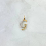 Pendant Letter G Italic 1.0gr / 2.5cm / White Zirconia Two-tone Yellow and White 18K Gold