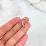 Pendant Letter G Italic 1.0gr / 2.5cm / White Zirconia Two-tone Yellow and White 18K Gold