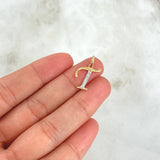 Pendant Letter T Silhouette 0.55gr / 1.6cm / White Zircons 18K Yellow Gold *