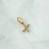 Pendant Letter X 0.5gr / 1.5cm / White Zircons Yellow White Gold 18K