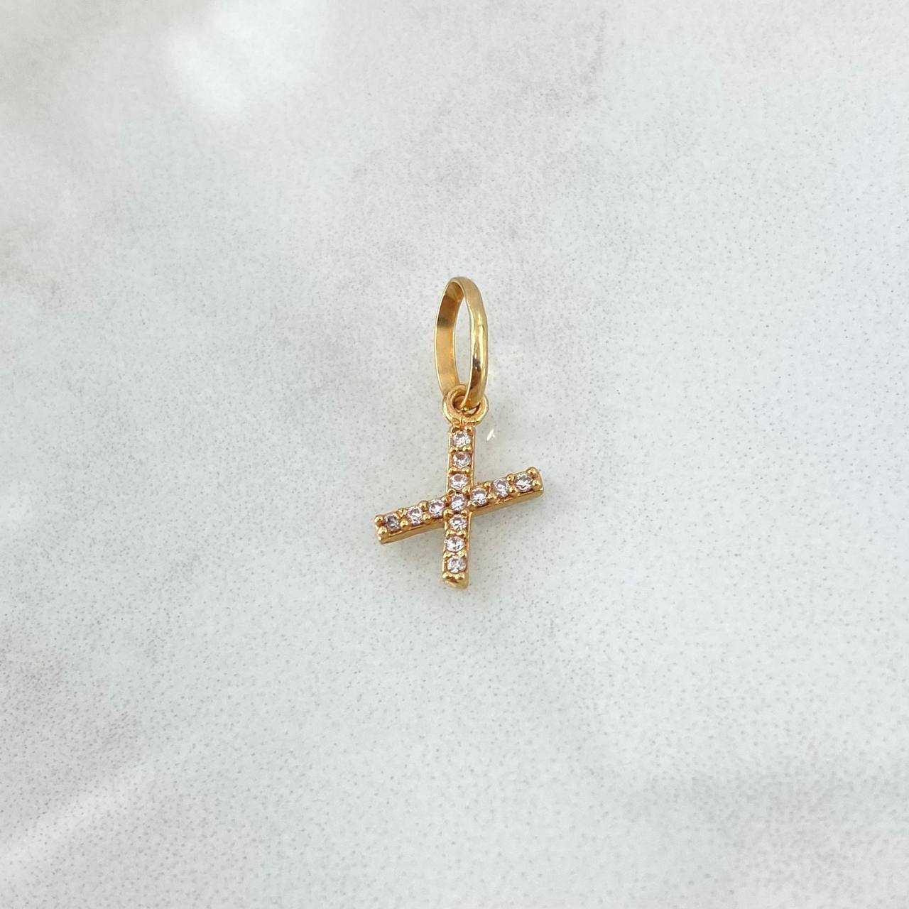 Pendant Letter X 0.5gr / 1.5cm / White Zircons Yellow White Gold 18K