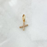 Pendant Letter X 0.5gr / 1.5cm / White Zircons Yellow White Gold 18K
