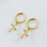 Hoop Earrings Cross 2.95gr / 1.2in / 18K Gold