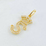 Pendant Crown Letter S 1.75gr / 1.0in / 18K Gold