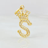 Pendant Crown Letter S 1.75gr / 1.0in / 18K Gold