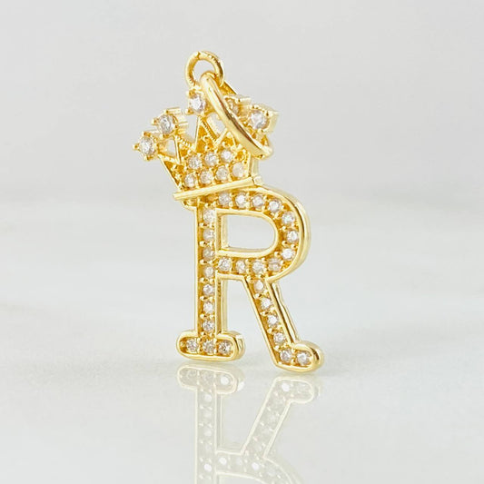 Pendant Crown Letter R 1.9gr / 1.0in / 18K Gold