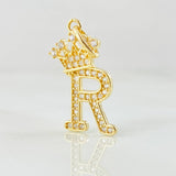 Pendant Crown Letter R 1.9gr / 1.0in / 18K Gold