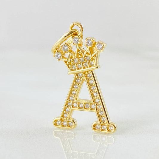 Pendant Crown Letter A 1.95gr / 1.0in / 18K Gold