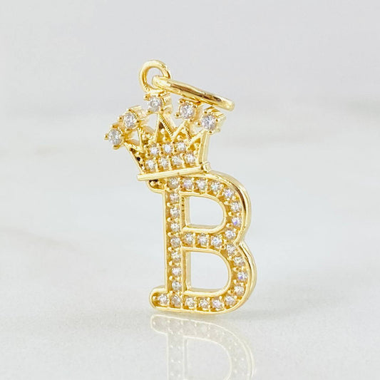 Pendant Crown Letter B 1.9gr / 1.0in / 18K Gold