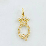 Pendant Crown Letter Q 1.9 g / 1 in 18K Yellow Gold
