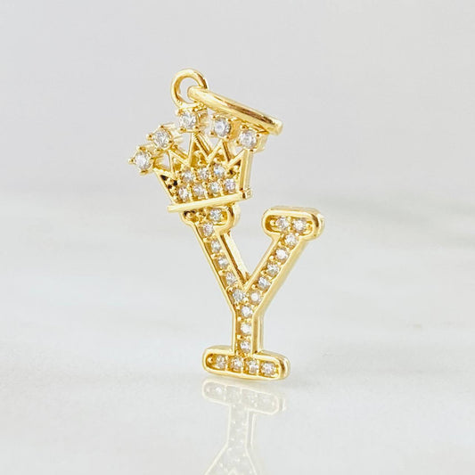 Dije Letra Y Corona 1.6gr / 1 in / Oro Amarillo 18K *
