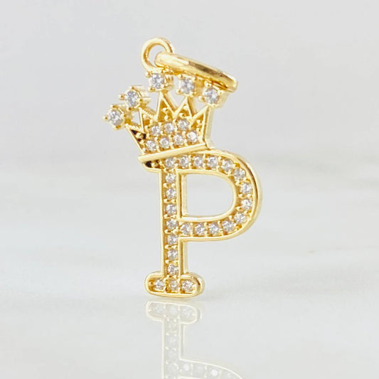 Pendant Crown Letter P 1.9gr / 1 in / 18K Yellow Gold