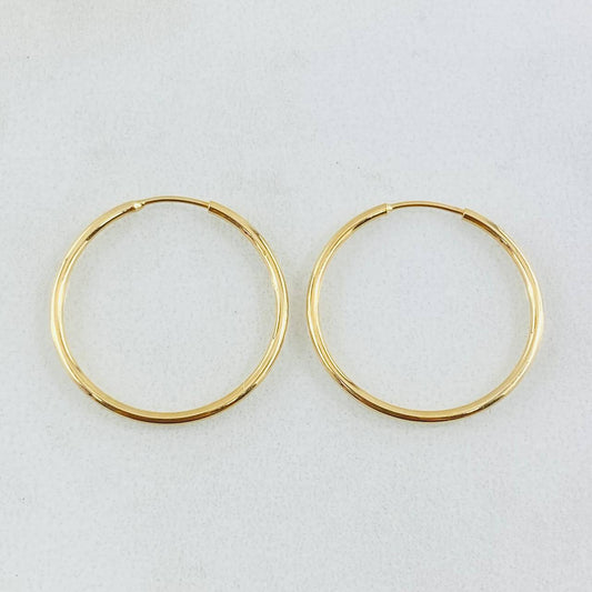 Hoop Earrings Aro Plain 1.05gr / 1 in / Yellow Gold 18K