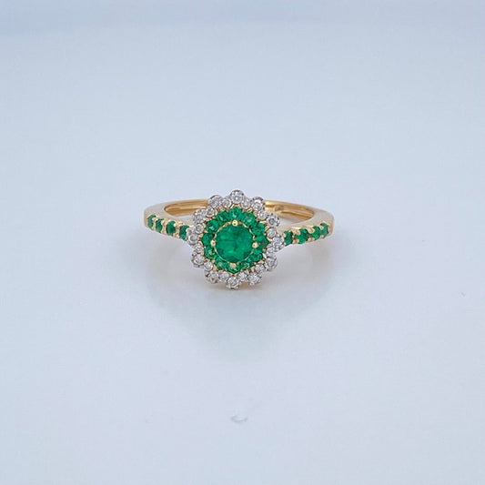 Anillo Esmeraldas 3.85gr / T6 1/4 /Dos Oros Amarillo Blanco 18K &