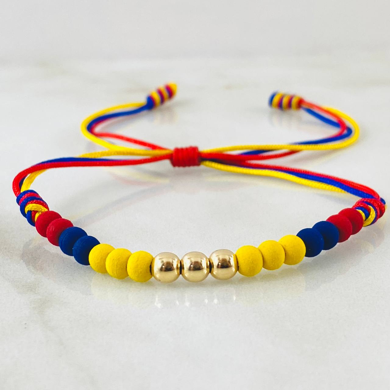 Tricolor Beads Bracelet Style 2° 0.25gr / 18K Yellow Gold *