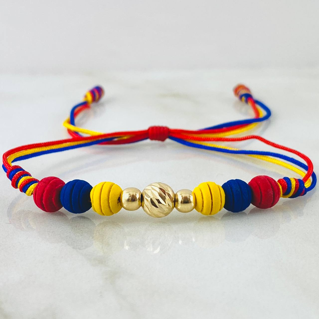 Tricolor Beads Bracelet Style 7° 0.4gr / 18K Yellow Gold *