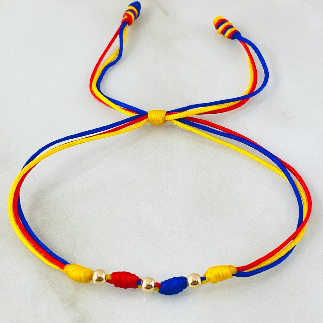 Tricolor Beads Bracelet Style 5° 0.15gr / 18K Yellow Gold *