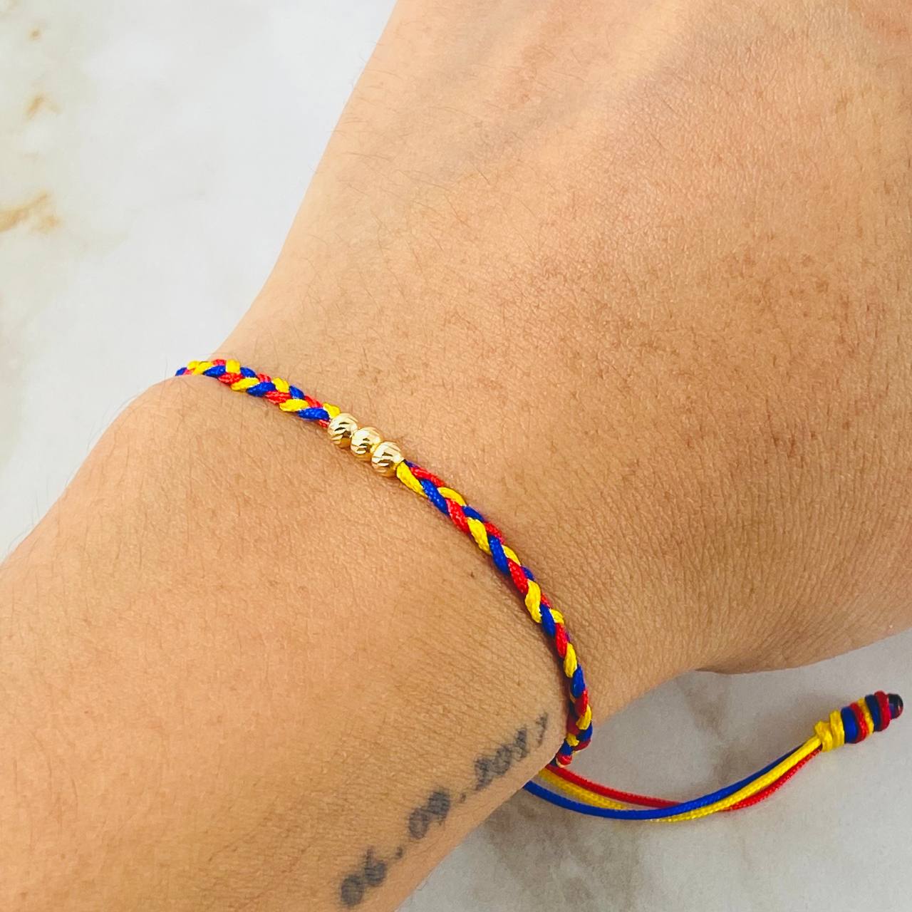 Tricolor Beads Bracelet Style 4° 0.2gr / 18K Yellow Gold *