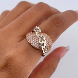 Butterfly Lines Ring 6.25gr / Size 6 1/4 / White Zircons Two-tone 18K White and Rose Gold $