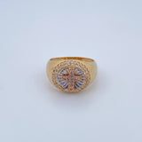 Cross Ring 6.7gr / T10 / White Zircons Three 18K Golds $