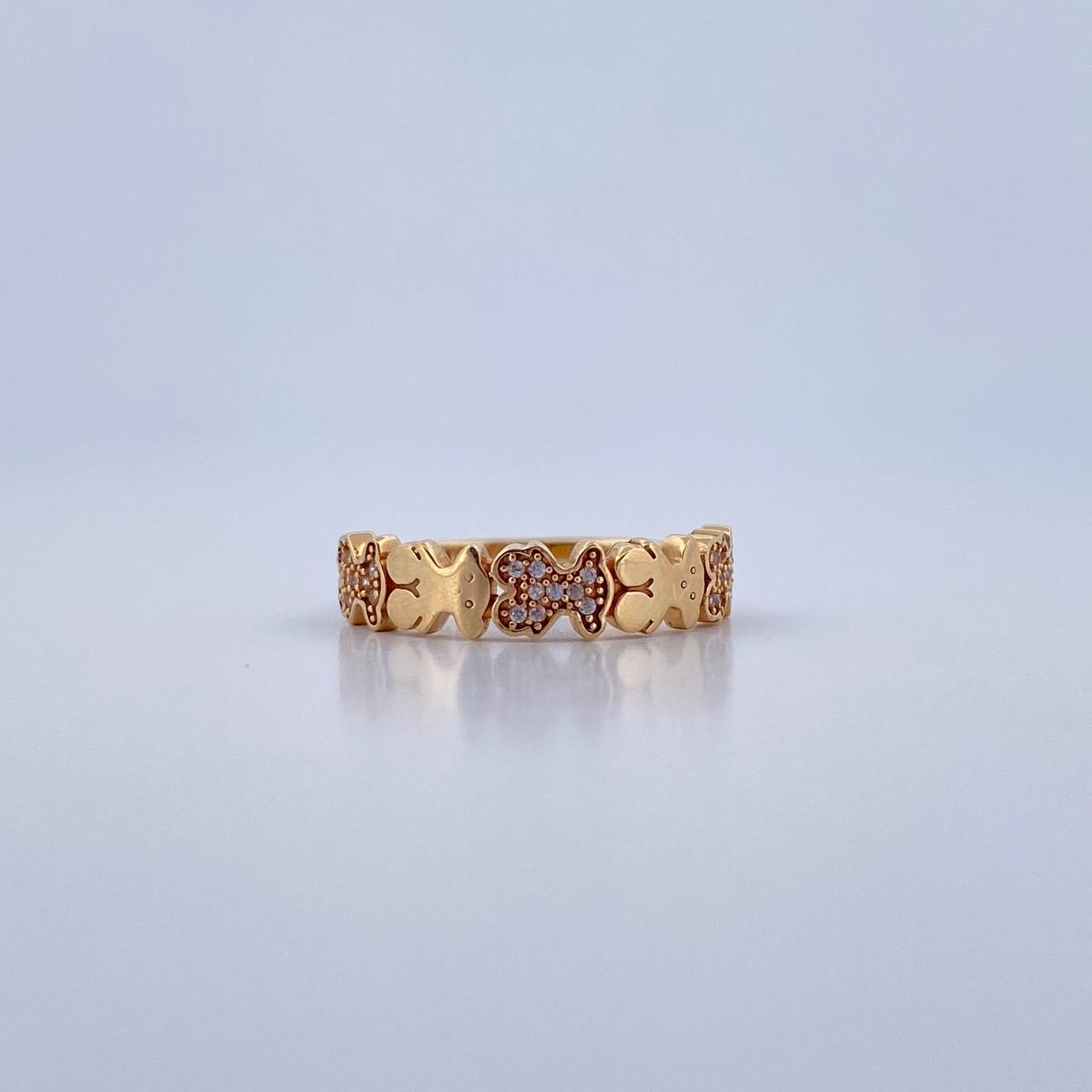 Anillo Oso Ts 2gr / T5 3/4 / Circones Blancos Oro Amarillo 18K $