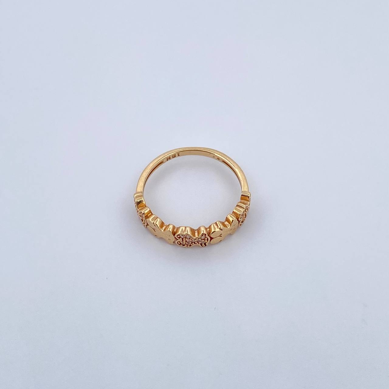 Anillo Oso Ts 2gr / T5 3/4 / Circones Blancos Oro Amarillo 18K $