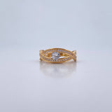 Anillo Solitario Lineas Cruzadas 2.9gr / T6 1/4 / Circones Blancos Oro Amarillo 18K $