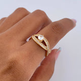 Anillo Solitario Lineas Cruzadas 2.9gr / T6 1/4 / Circones Blancos Oro Amarillo 18K $