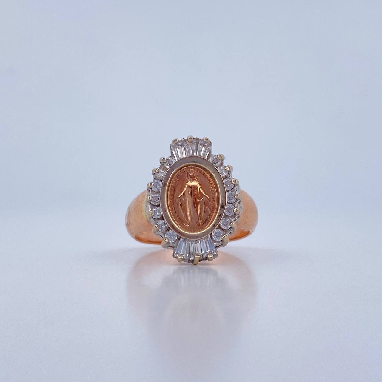 Miraculous Virgin Ring 7gr / Size 7 3/4 / White Zircons Two-tone 18K White and Rose Gold $