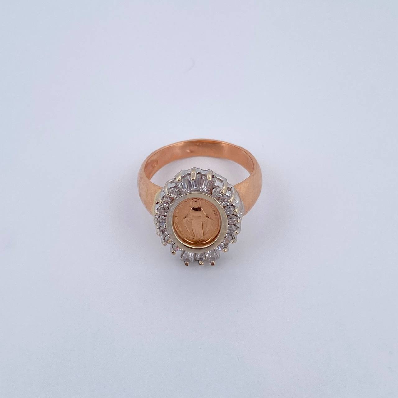 Miraculous Virgin Ring 7gr / Size 7 3/4 / White Zircons Two-tone 18K White and Rose Gold $