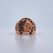 Anillo Herradura Caballo 9.2gr / T9 3/4 / Circones Negros Dos Oros Negro Rosa 18K $