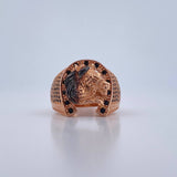 Anillo Herradura Caballo 9.2gr / T9 3/4 / Circones Negros Dos Oros Negro Rosa 18K $