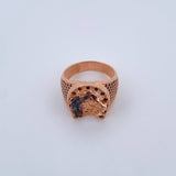 Anillo Herradura Caballo 9.2gr / T9 3/4 / Circones Negros Dos Oros Negro Rosa 18K $