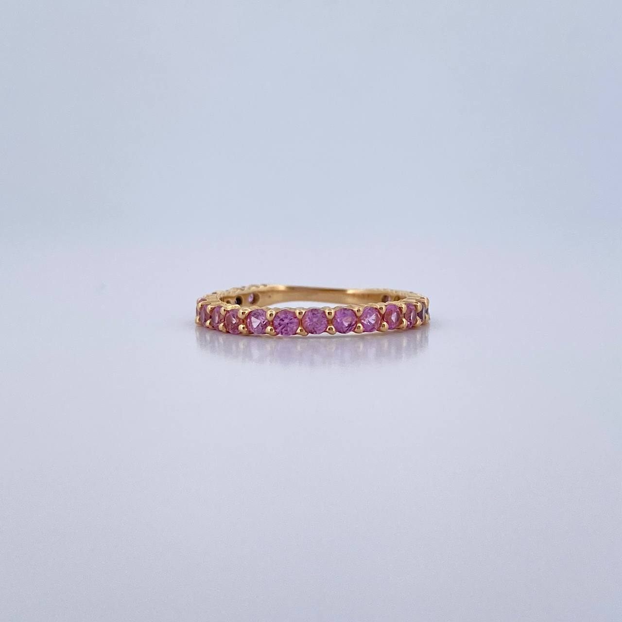 Ring Band 1.75gr / Size 4 3/4 / Pink Zircons 18K Yellow Gold $
