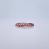 Ring Band 1.75gr / Size 4 3/4 / Pink Zircons 18K Yellow Gold $