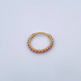 Ring Band 1.75gr / Size 4 3/4 / Pink Zircons 18K Yellow Gold $