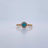 Anillo Solitario Halo 1.9gr / T6 1/4 / Circones Azul Blancos Oro Amarillo 18K $