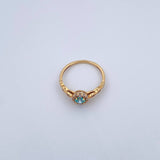 Anillo Solitario Halo 1.9gr / T6 1/4 / Circones Azul Blancos Oro Amarillo 18K $