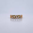 Cuban Ring 2.3gr / T6 1/2 / White and Green Zircons Two 18K Yellow and White Golds $