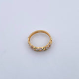 Cuban Ring 2.3gr / T6 1/2 / White and Green Zircons Two 18K Yellow and White Golds $