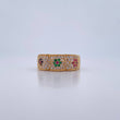 Ring Flowers 6.05gr / T6 1/4 / Green Fuchsia Blue White Zircons 18K Yellow Gold $